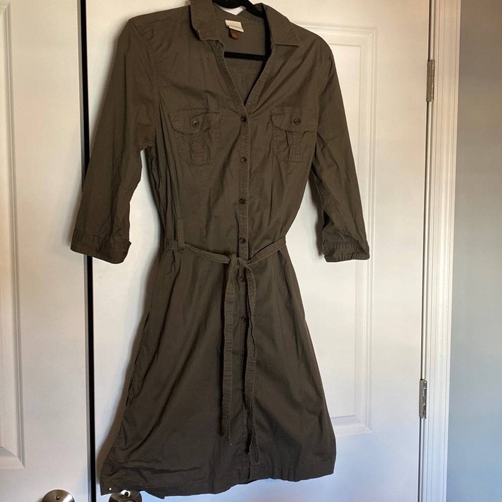 Sonoma cotton shirt dress greenish brown size large